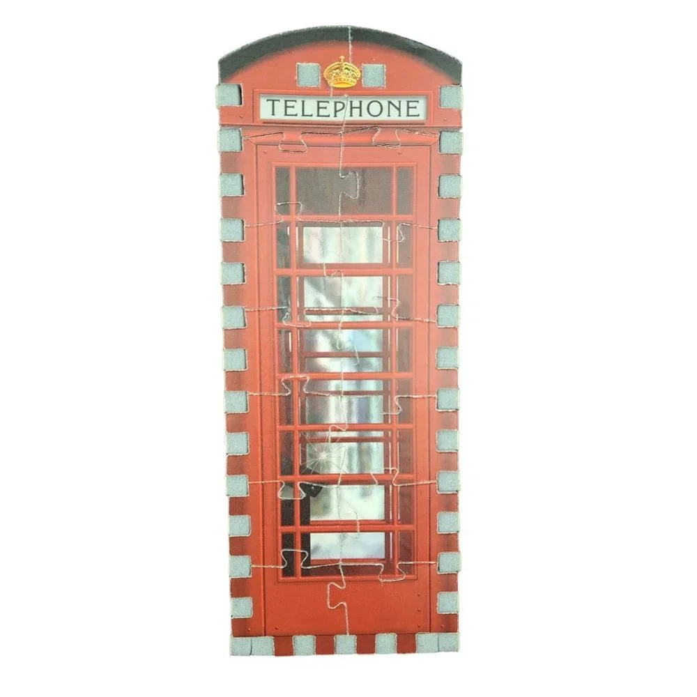 Vintage Puzz 3D British Telephone Booth 1997 Milton Bradley Puzzle Miniature